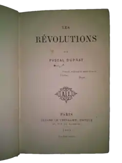Les Révolutions, Paris, Armand Le Chevalier, 1869, 255 p., 18 cm