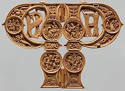 Letter P with the Legend of Saint Philip, Netherlandish, 1500–1506. Height (open): 7.1&nbsp;cm (2.8&nbsp;in).[97] The Cloisters, New York.