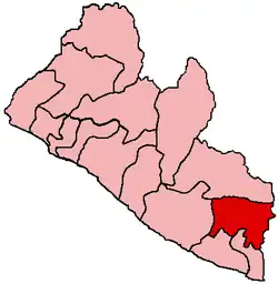 Political map with one county highlighted in red