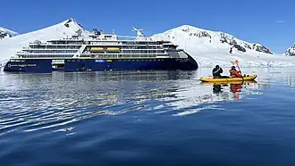 Lindblad National Geographic Resolution in Borgan Bay,Antarctica