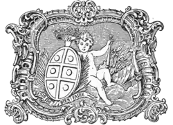 Ex-Libris of the Marquesses of Lavradio showing the Almeida arms, ducal coronet and motto