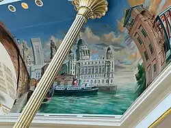A mural depicting the Port of Liverpool Building and other Liverpool landmarks