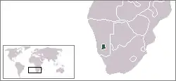 Location of the Bantustan (green) within South West Africa (grey)