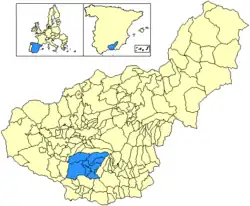 Location in the province of Granada and Andalusia.