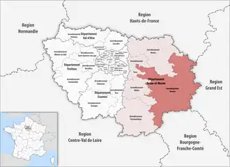Location within the region Île-de-France