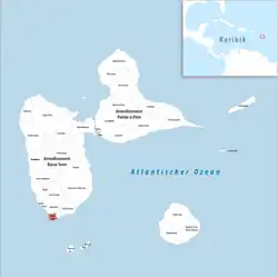 Location of the commune (in red) within Guadeloupe