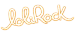 LoliRock logo in cursive writing outlined in yellow