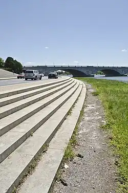 looking south at a road through a bridge