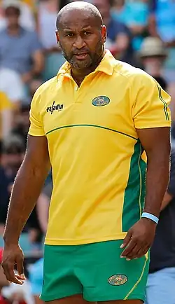 Lote Tuqiri in yellow-and-green kit