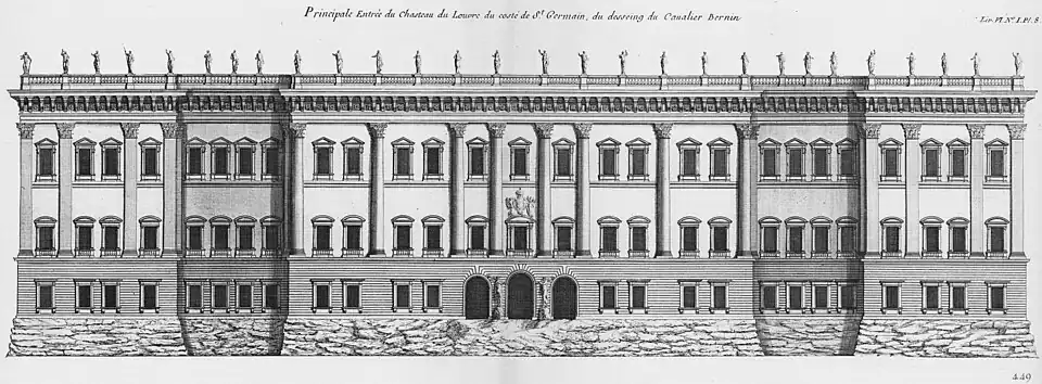 Proposed Baroque east façade of Louvre by Gian Lorenzo Bernini