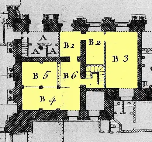 Detail showing the Académie rooms