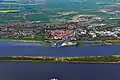 Aerial view of Glückstadt across the Lower Elbe