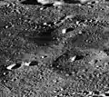 Oblique view of three of the six lunar domes north of Hortensius, from Lunar Orbiter 3