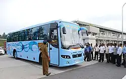 Luxury blue bus