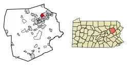Location of West Wyoming in Luzerne County, Pennsylvania.