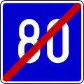 End of recommended speed (80 km/h)