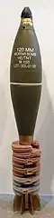 120 mm HE mortar shell fitted with proximity fuze
