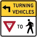 R10-15L Turning vehicles yield to pedestrians (left) [b]