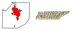 Location of Jackson in Madison County, Tennessee