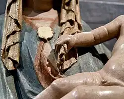 Detail of the veil and the right hand of Jesus