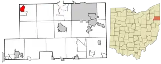 Location of Craig Beach in Mahoning County, Ohio.