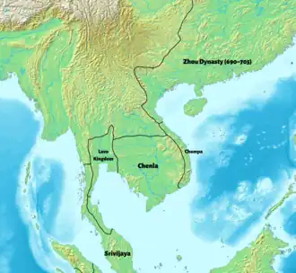 Map of mainland Southeast Asia (700 CE)