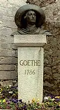 Goethe's Herma in the courtyard of the Scaliger Castle in Malcesine, a place he visited in 1786, during his Italian journey.