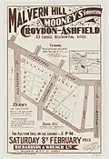 Malvern Hill Mooney's Subdivision Croydon Ashfield, 1913, Richardson & Wrench, Liverpool Rd, Holborrow St, lithograph William Brooks and Co.