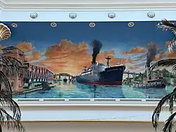 A mural depicting the Manchester Ship Canal