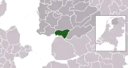 Highlighted position of Lemsterland in a municipal map of Friesland
