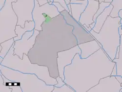 The village centre (dark green) and the statistical district (light green) of Schipborg in the municipality of Aa en Hunze.
