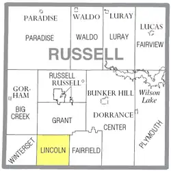 Location of Lincoln Township in Russell County