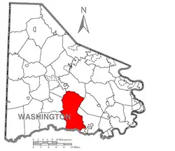 Map of Washington County, Pennsylvania highlighting Amwell Township