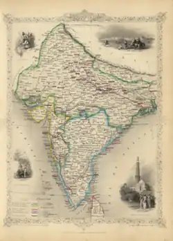 Map of British India, showing principal administrative divisions, London & New York, 1851