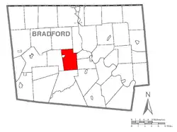 Location of Burlington Township within Bradford County