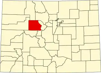 Map of Colorado highlighting Eagle County