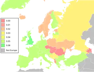 Map of Europe with BAC levels