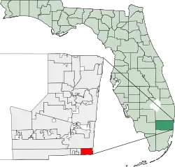 Location of Hallandale Beach, in Broward County, Florida