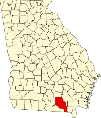 State map highlighting Clinch County