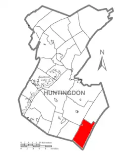 Map of Huntingdon County, Pennsylvania Highlighting Dublin Township