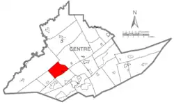 Map of Centre County, Pennsylvania highlighting Huston Township