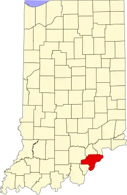 Clark County's location in Indiana