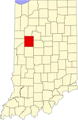 Tippecanoe County's location in Indiana