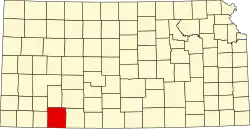 Map of Kansas highlighting Meade County