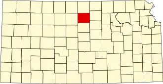 Map of Kansas highlighting Mitchell County