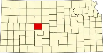Map of Kansas highlighting Rush County