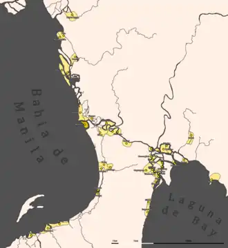Location of the fortified bayan of Maynila (colored yellow) in 1570.