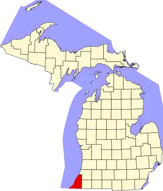 State map highlighting Berrien County