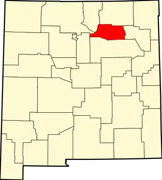 Map of New Mexico highlighting Mora County