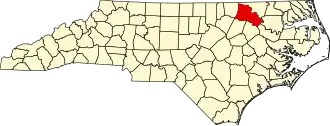 Map of North Carolina highlighting Halifax County